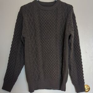 Classic Gray Cable Knit Sweater Lg